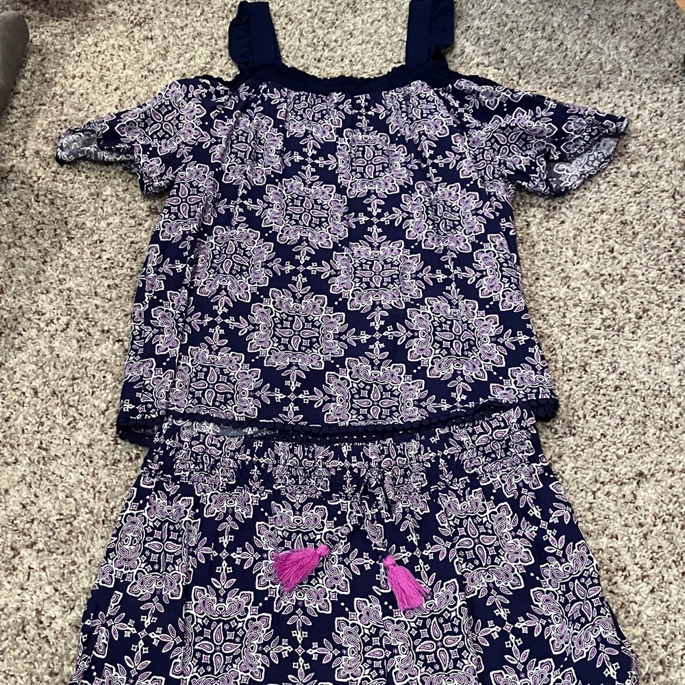 Justice Navy and Pink Kids Matching Set (top and bottom different sizes)